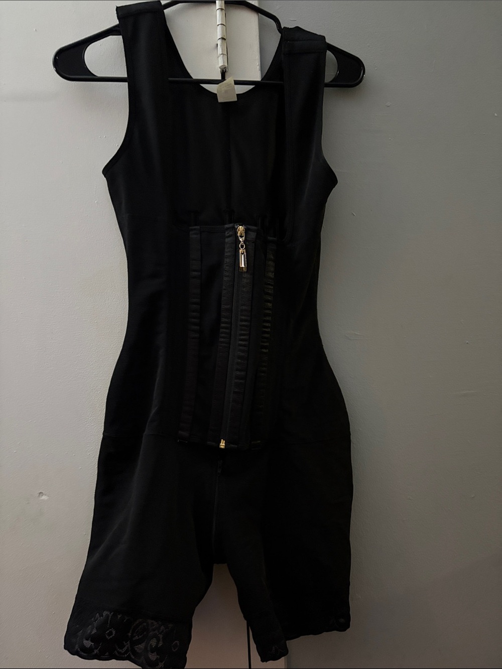 Black Sculpting Shapewear Jumpsuit with Front Zipper